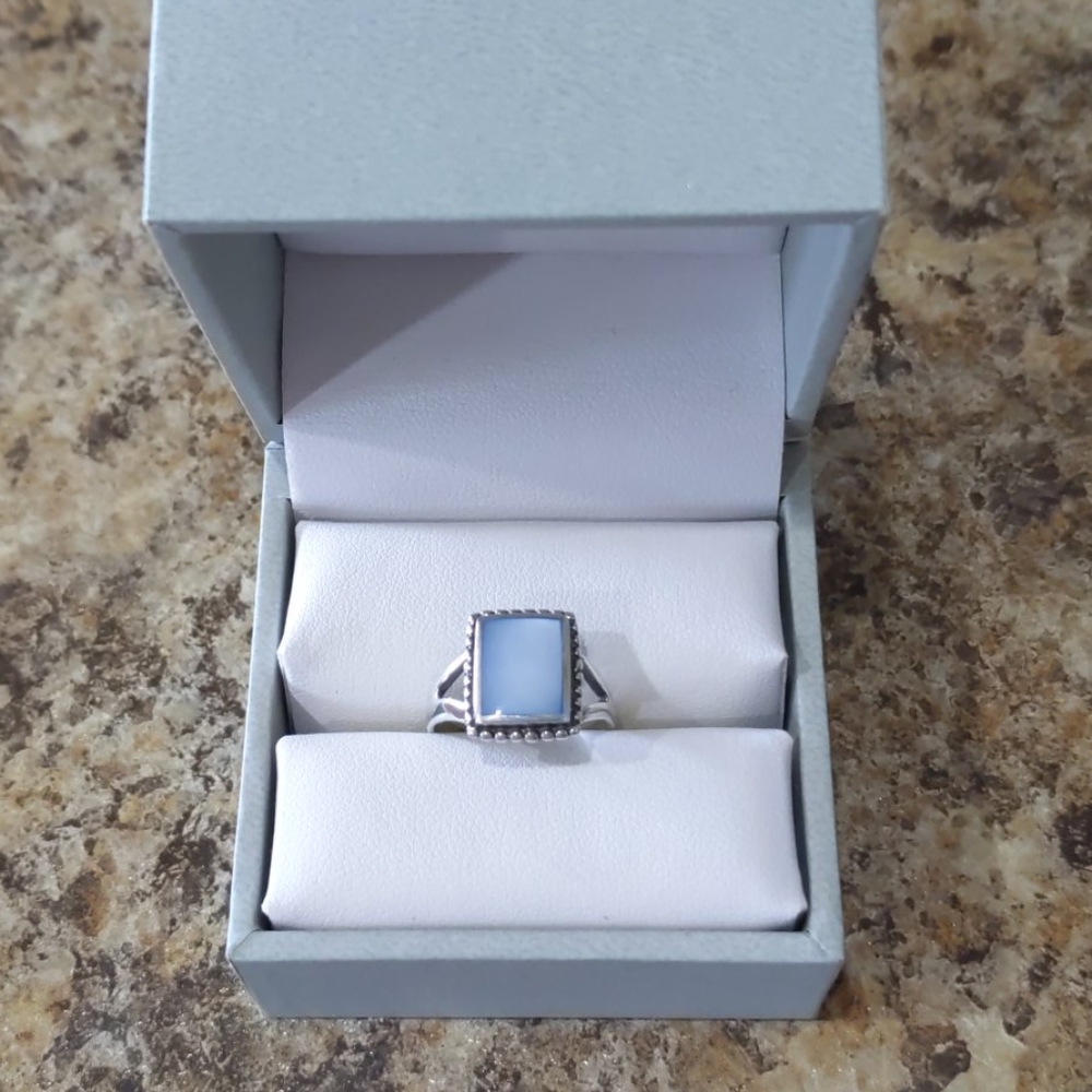 Genuine Blue Mother of Pearl SS Ring